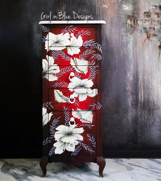 Handpainted Floral Dresser